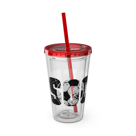 Soccer 16 oz Sunsplash Tumbler with Straw