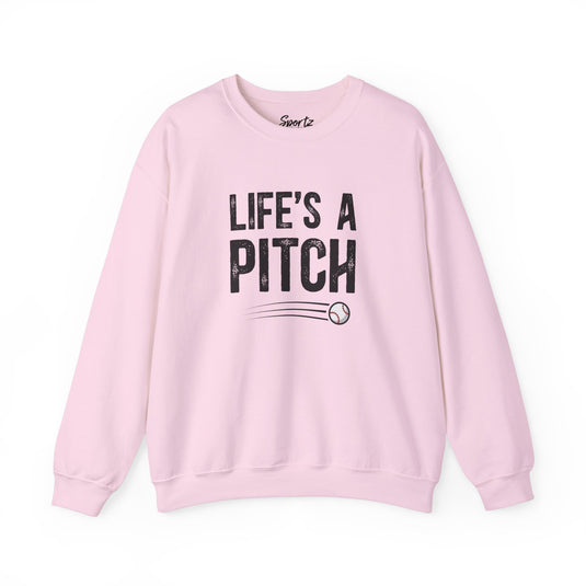 Life's a Pitch Baseball Adult Unisex Basic Crewneck Sweatshirt