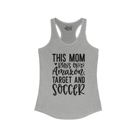 This Mom Runs on Amazon Soccer Adult Women's Racerback Tank