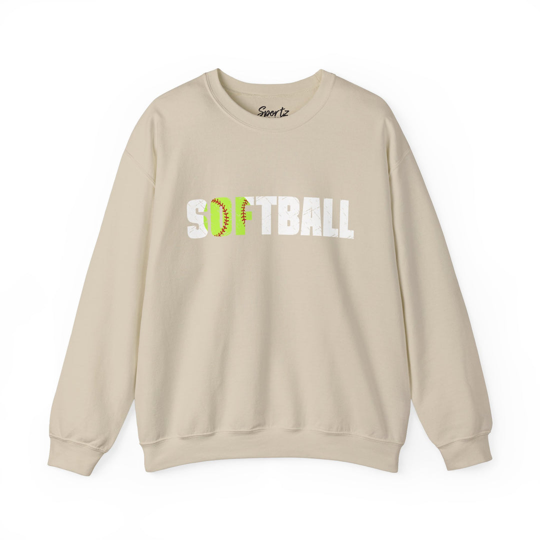 Softball w/White Text Adult Unisex Crewneck Sweatshirt