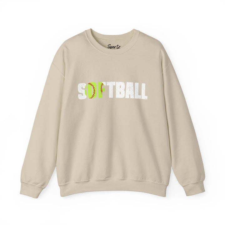 Softball w/White Text Adult Unisex Crewneck Sweatshirt