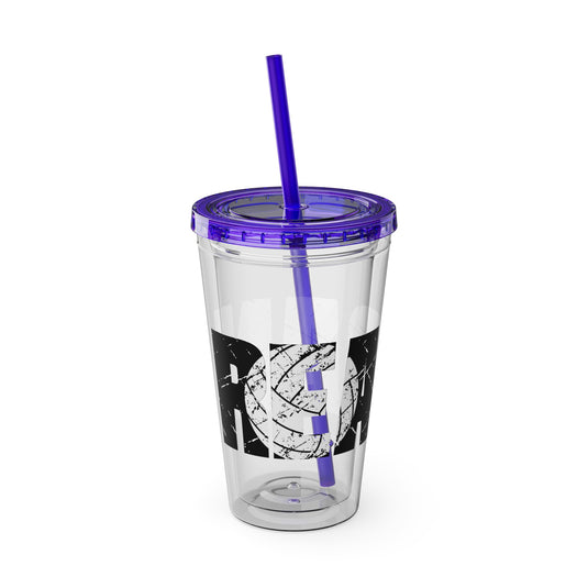 Volleyball 16 oz Sunsplash Tumbler with Straw w/Custom Name