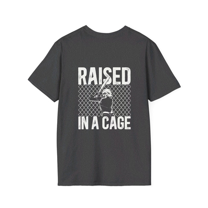 Raised in a Cage Softball Unisex Adult T-Shirt