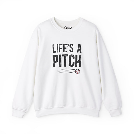 Life's a Pitch Baseball Adult Unisex Basic Crewneck Sweatshirt