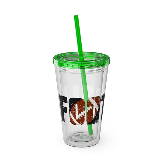 Football 16 oz Sunsplash Tumbler with Straw