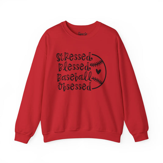 Stressed Blessed Baseball Obsessed Adult Unisex Basic Crewneck Sweatshirt