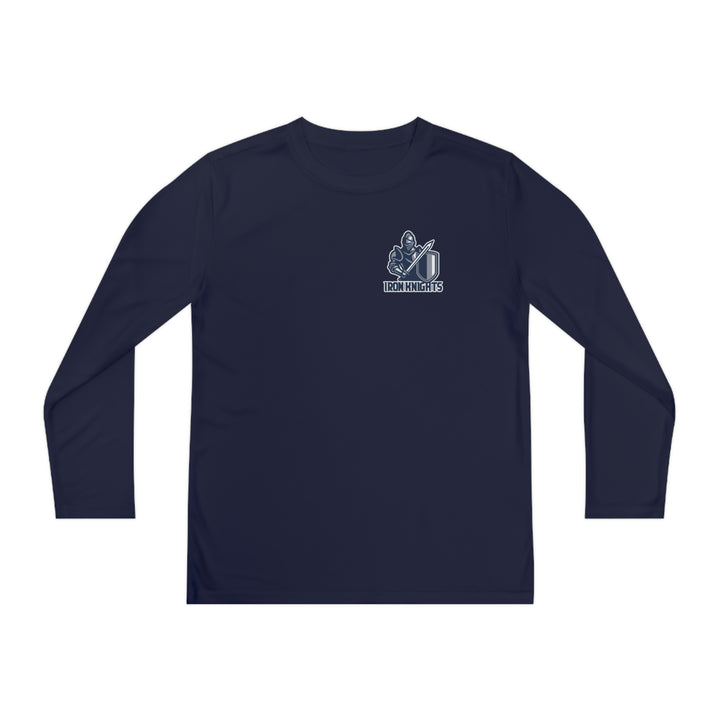 Iron Knights Youth Long Sleeve Competitor Moisture Wicking Tee w/Small Knight Design Logo Only