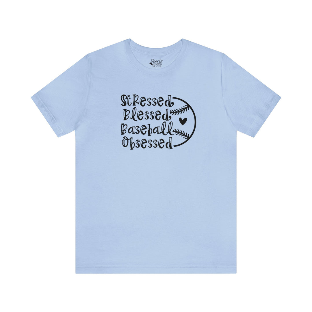 Stressed Blessed Baseball Obsessed Adult Unisex Mid-Level T-Shirt
