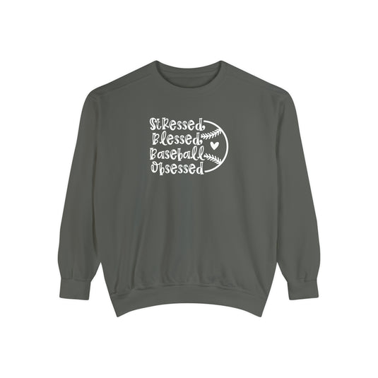 Stressed Blessed Baseball Obsessed Adult Unisex Premium Crewneck Sweatshirt