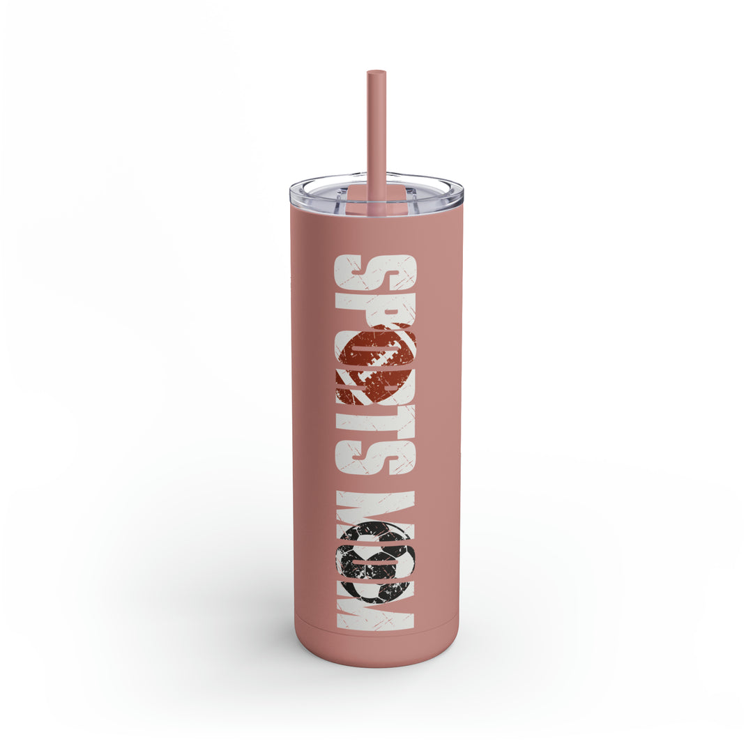 Sports Mom w/Football & Soccer Ball 20oz Skinny Matte Tumbler