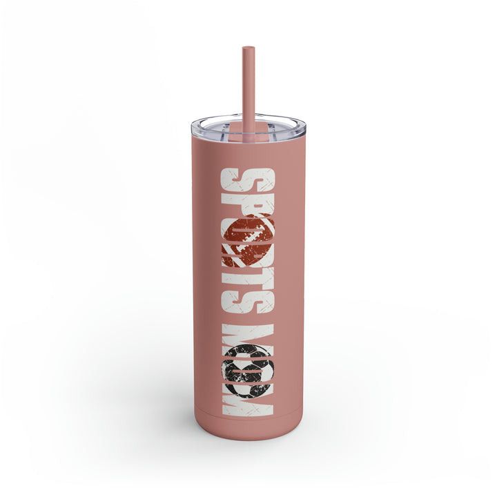 Sports Mom w/Football & Soccer Ball 20oz Skinny Matte Tumbler