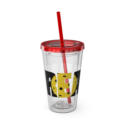 Pickleball 16 oz Sunsplash Tumbler with Straw w/Custom Name