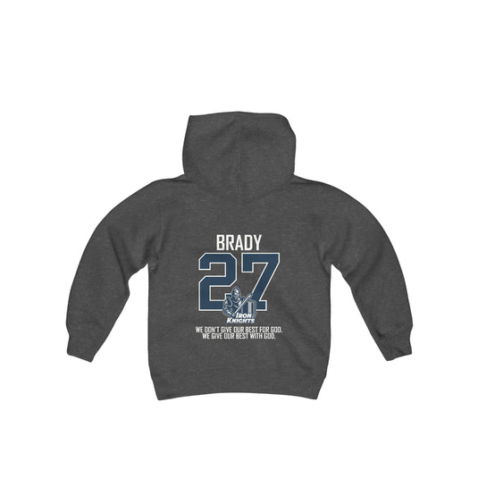 Iron Knights Youth Hooded Sweatshirt W/Name, Number & Bible Verse - All White Design