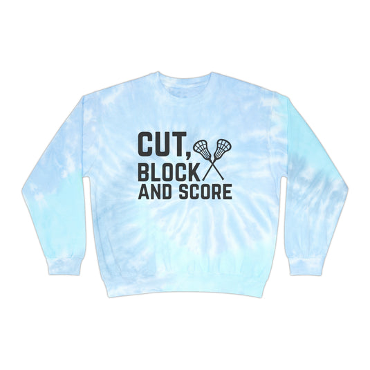 Cut Block and Score Lacrosse Adult Unisex Tie-Dye Crewneck Sweatshirt