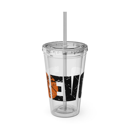 Basketball 16 oz Sunsplash Tumbler with Straw w/Custom Name