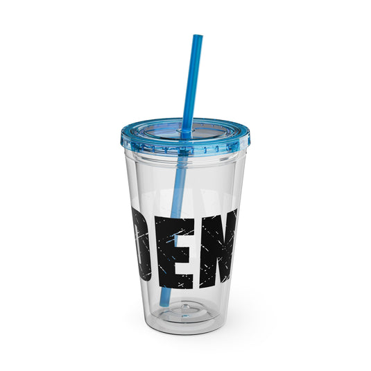 Soccer 16 oz Sunsplash Tumbler with Straw w/Custom Name