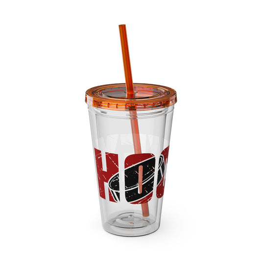 Hockey 16 oz Sunsplash Tumbler with Straw