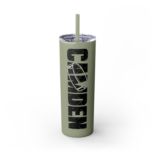 Hockey 20oz Skinny Tumbler with Straw w/Custom Name