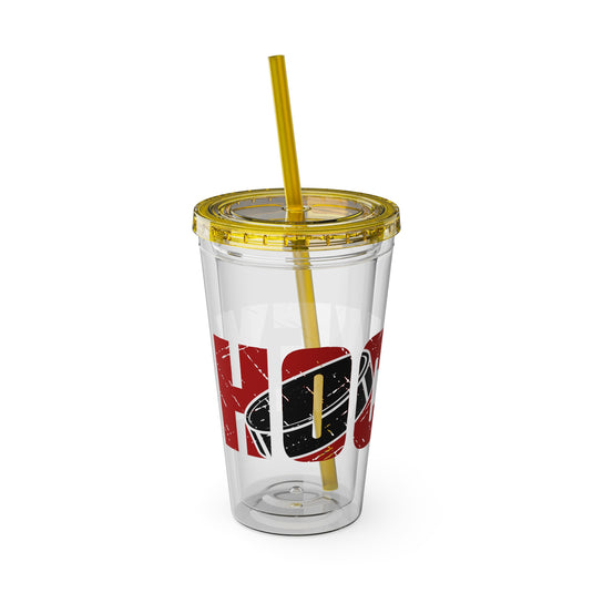 Hockey 16 oz Sunsplash Tumbler with Straw