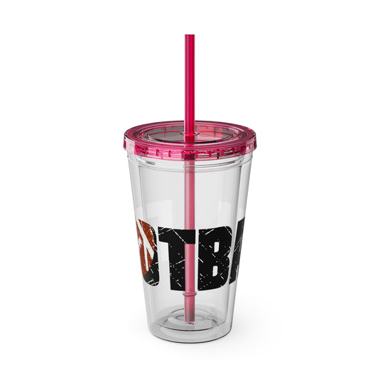 Football 16 oz Sunsplash Tumbler with Straw