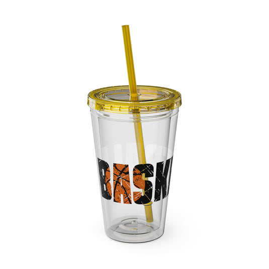 Basketball 16 oz Sunsplash Tumbler with Straw