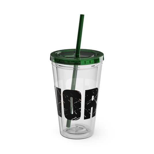 Basketball 16 oz Sunsplash Tumbler with Straw w/Custom Name