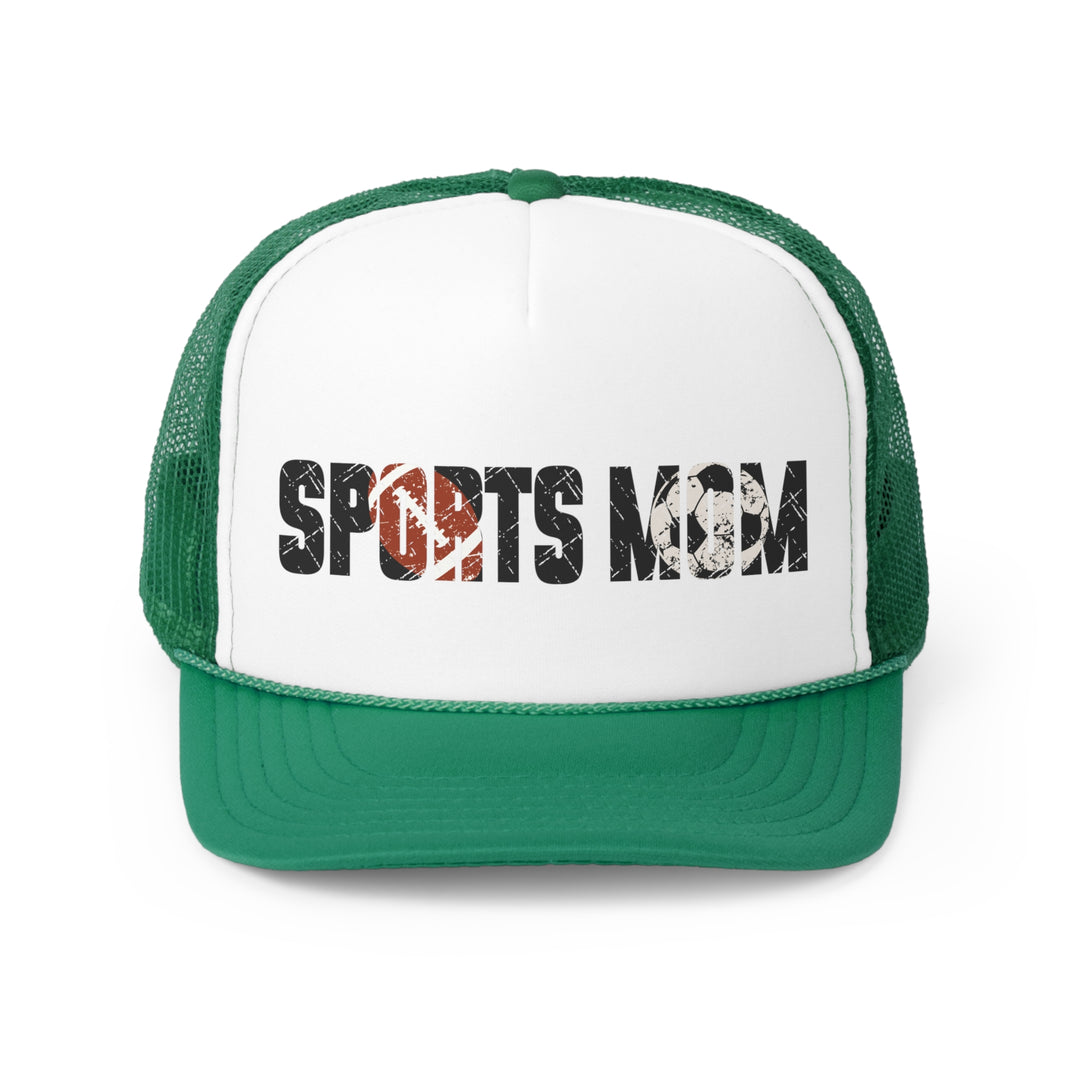 Sports Mom Trucker Hat w/Football & Soccer Ball