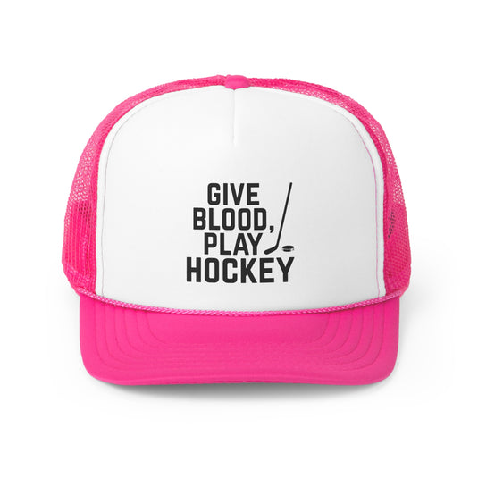 Give Blood Play Hockey Trucker Hat