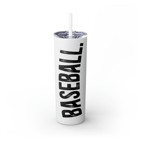 Rustic Design Baseball 20oz Skinny Tumbler with Straw in Matte or Glossy