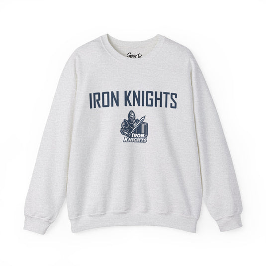 Iron Knights Basic Adult Unisex Crewneck Sweatshirt w/Name, Number & Bible Verse - All White or Blue Design