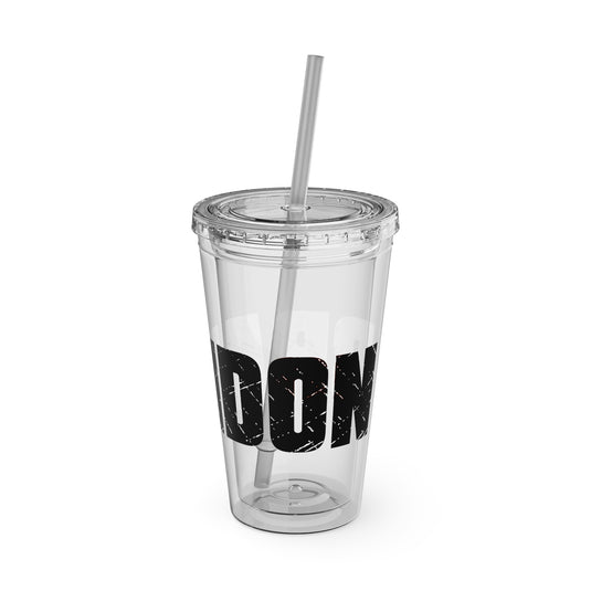 Football 16 oz Sunsplash Tumbler with Straw w/Custom Name