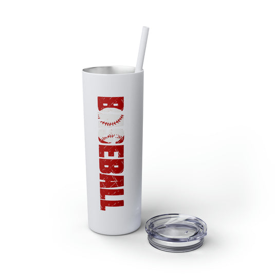 Baseball 20oz Skinny Tumbler with Straw in Matte or Glossy