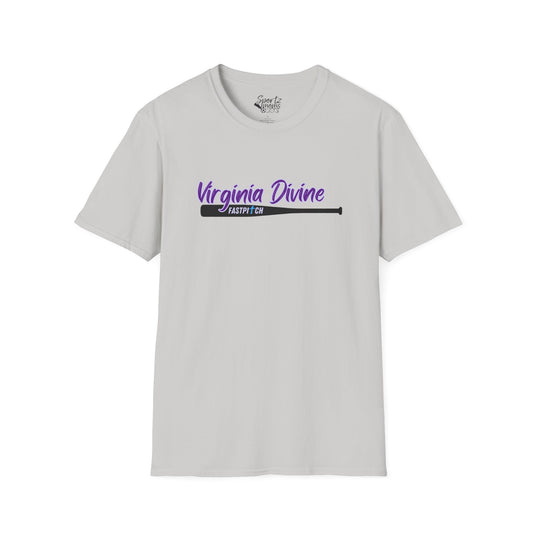 Virginia Divine Sports Unisex Adult Basic T-Shirt - Softball Pattern Design w/Name & Number on back