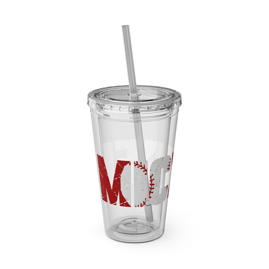 Baseball 16 oz Sunsplash Tumbler with Straw w/Custom Name