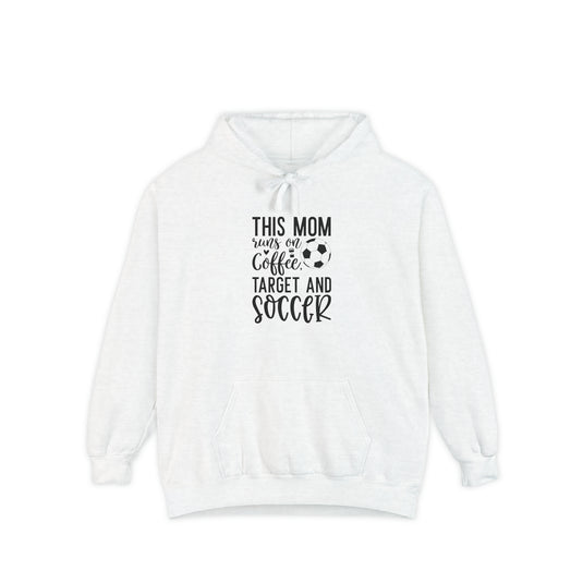 This Mom Runs on Coffee Soccer Adult Unisex Premium Hooded Sweatshirt