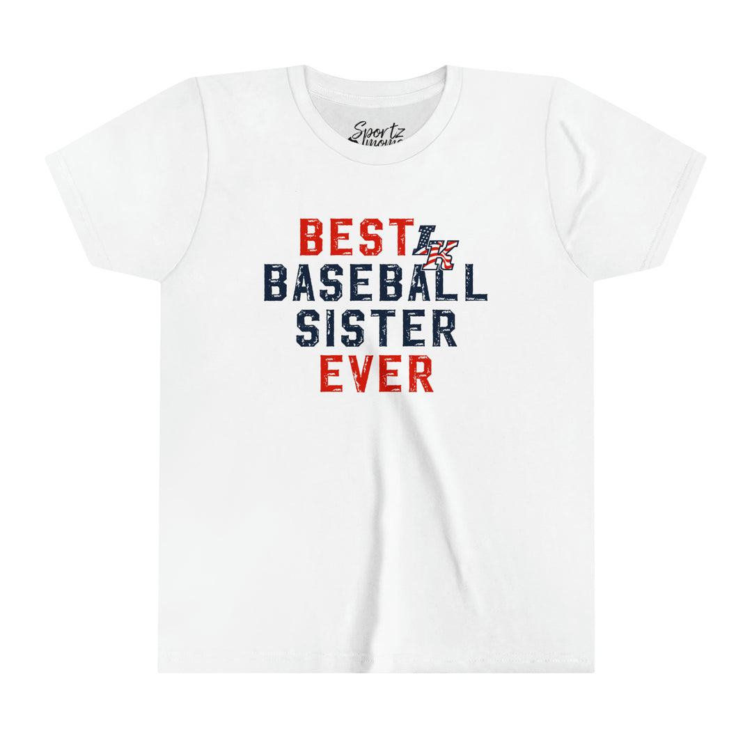 Iron Knights Youth Mid-Level T-Shirt - Best Baseball Sister Ever Design w/Flag Logo