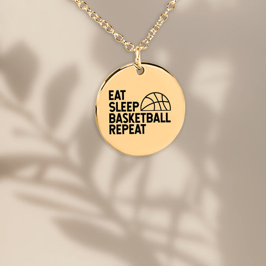 Eat Sleep Basketball Repeat Coin Necklace