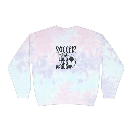 Soccer Mom Loud and Proud Adult Unisex Tie-Dye Crewneck Sweatshirt