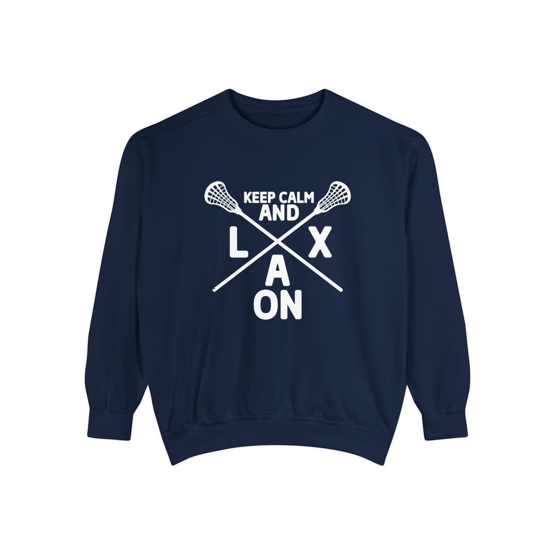 Keep Calm and LAX On Lacrosse Adult Unisex Premium Crewneck Sweatshirt