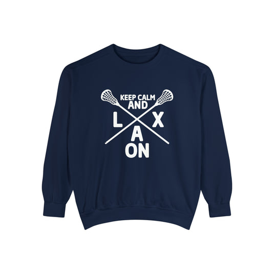 Keep Calm and LAX On Lacrosse Adult Unisex Premium Crewneck Sweatshirt