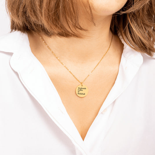 Weekends Coffee & Pickleball Coin Necklace