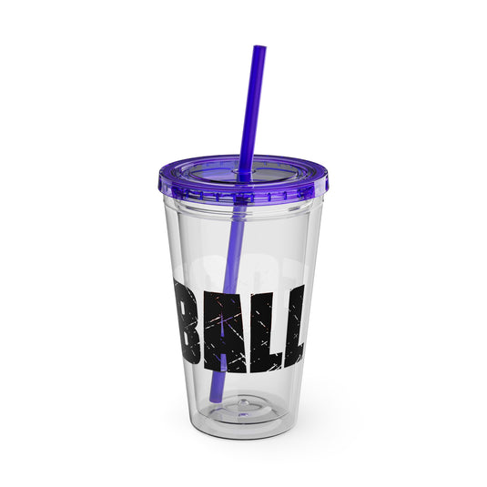 Football 16 oz Sunsplash Tumbler with Straw