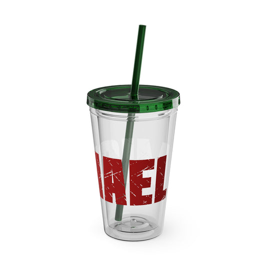 Baseball 16 oz Sunsplash Tumbler with Straw w/Custom Name