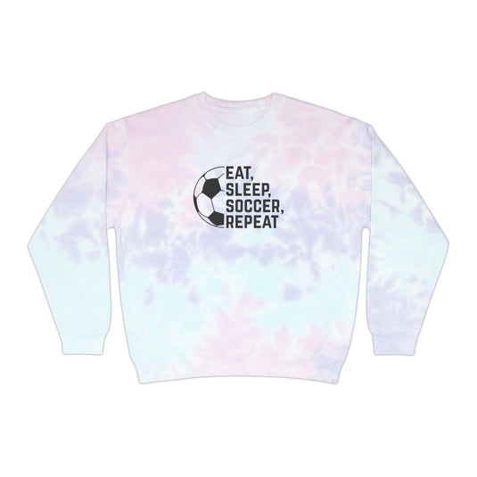 Eat Sleep Soccer Repeat Adult Unisex Tie-Dye Crewneck Sweatshirt