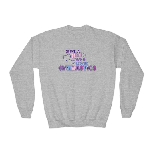 Just a Girl Who Loves Gymnastics Youth Crewneck Sweatshirt