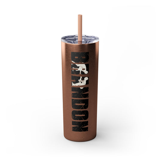 Wrestling 20oz Skinny Tumbler with Straw w/Custom Name