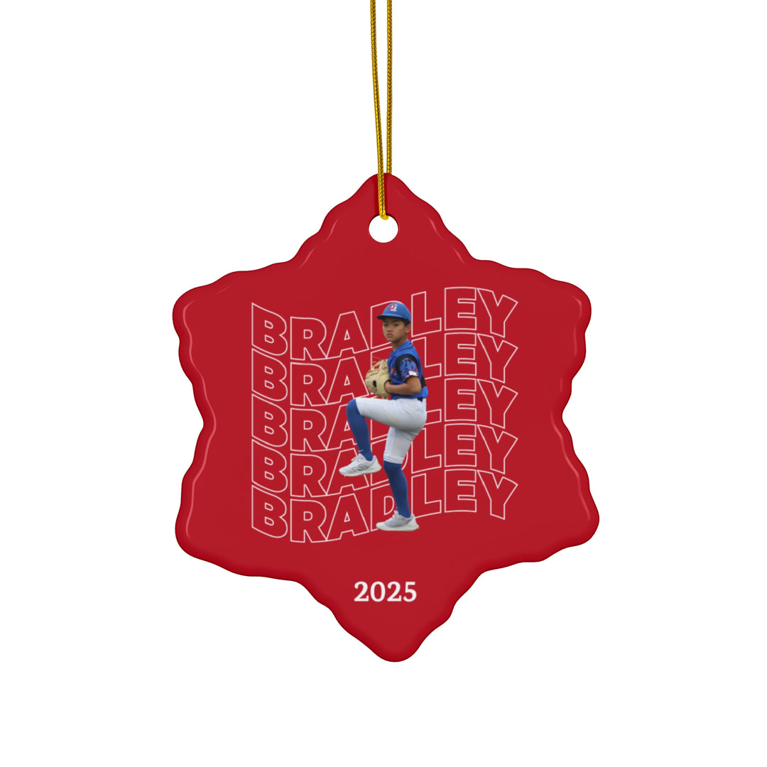 Wavy Text Design Ceramic Ornament