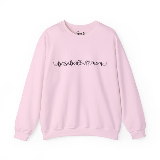 Baseball Mom with Heart and Wings Adult Unisex Basic Crewneck Sweatshirt