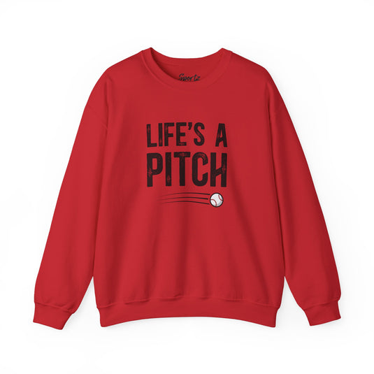 Life's a Pitch Baseball Adult Unisex Basic Crewneck Sweatshirt