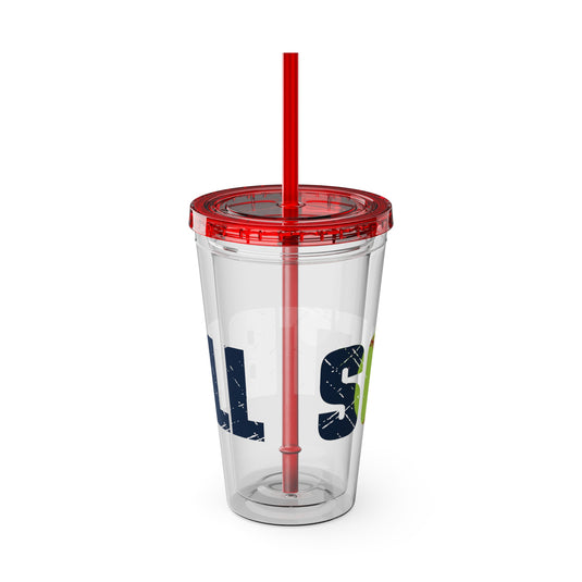 Softball 16 oz Sunsplash Tumbler with Straw